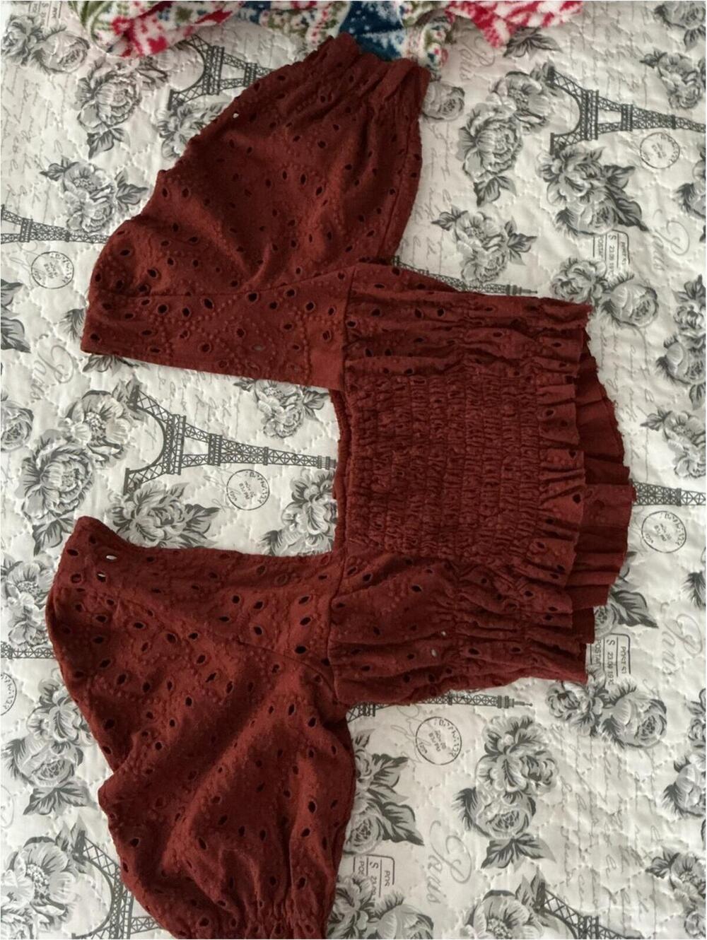 Urban Outfitters top Rust Brooke Eyelet Cropped Peasant Blouse [COPY] - Picture 3 of 4